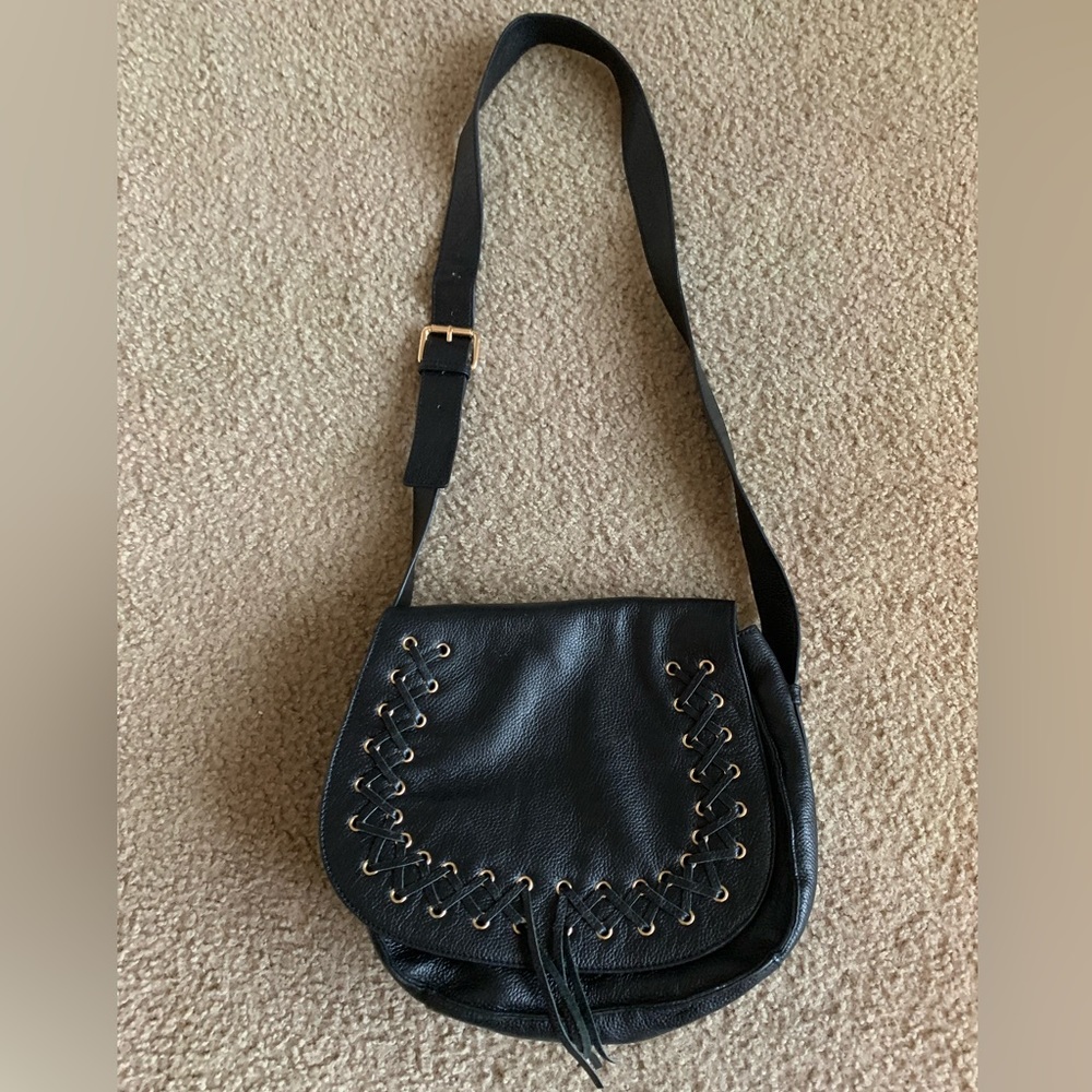 Violetta A2 Pebbled Leather Crossbody Bag Black